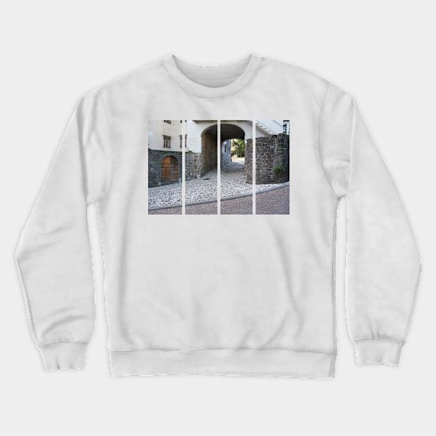 Gorizia, Italy. The castle. It stands between the walls of the ancient village, what medieval sources cite as Upper Land. Friuli Venezia Giulia. Sunny spring afternoon day. Crewneck Sweatshirt by fabbroni-art